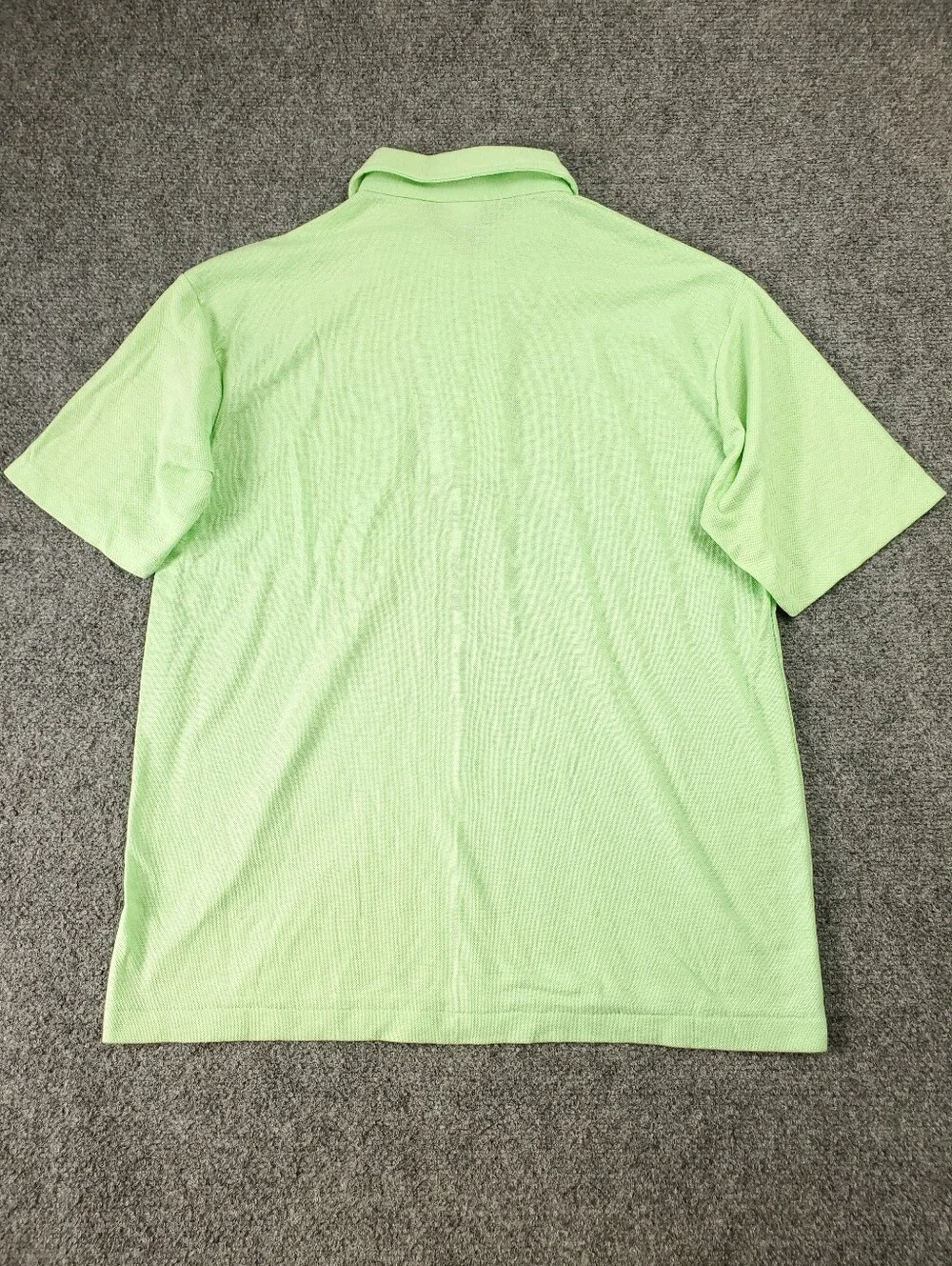 Vintage Action Polo Shirt Large Mint Lime Green 80s Pocket Pique Knit Retro